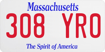 MA license plate 308YR0