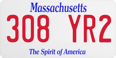 MA license plate 308YR2