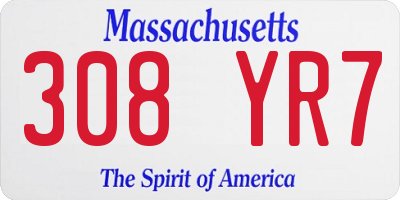 MA license plate 308YR7