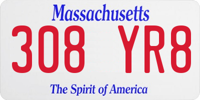 MA license plate 308YR8