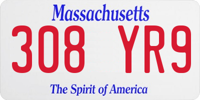 MA license plate 308YR9