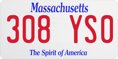 MA license plate 308YS0