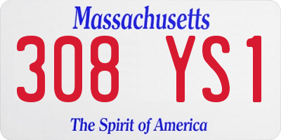 MA license plate 308YS1
