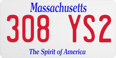 MA license plate 308YS2