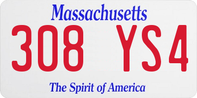 MA license plate 308YS4