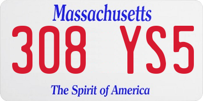 MA license plate 308YS5