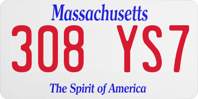 MA license plate 308YS7
