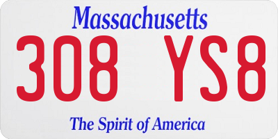 MA license plate 308YS8