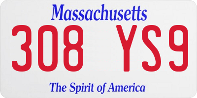 MA license plate 308YS9