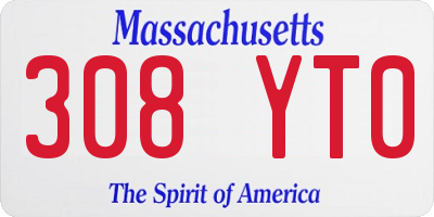 MA license plate 308YT0