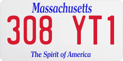 MA license plate 308YT1