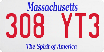MA license plate 308YT3