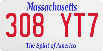 MA license plate 308YT7