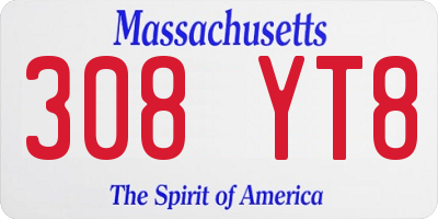 MA license plate 308YT8