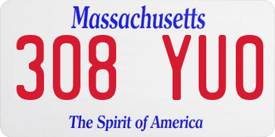 MA license plate 308YU0