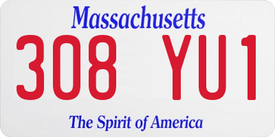 MA license plate 308YU1
