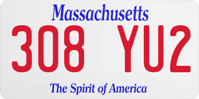 MA license plate 308YU2