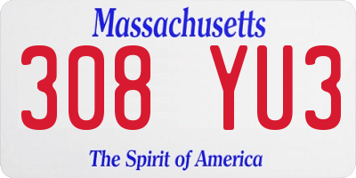 MA license plate 308YU3