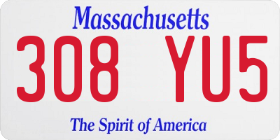 MA license plate 308YU5