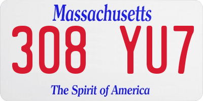 MA license plate 308YU7