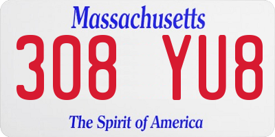 MA license plate 308YU8