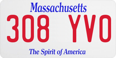MA license plate 308YV0