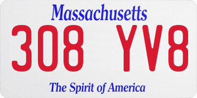 MA license plate 308YV8