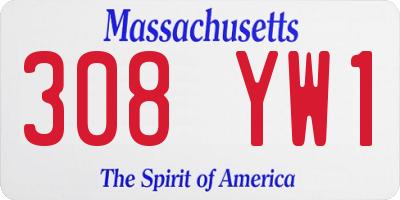 MA license plate 308YW1