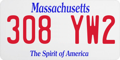 MA license plate 308YW2