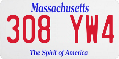 MA license plate 308YW4