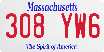 MA license plate 308YW6
