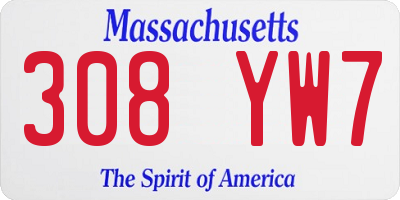 MA license plate 308YW7