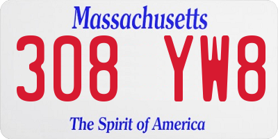 MA license plate 308YW8