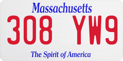 MA license plate 308YW9