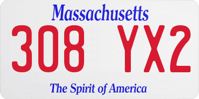 MA license plate 308YX2