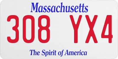 MA license plate 308YX4