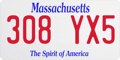 MA license plate 308YX5