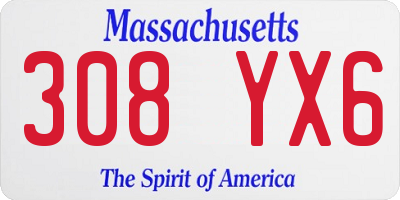 MA license plate 308YX6