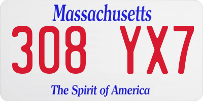 MA license plate 308YX7