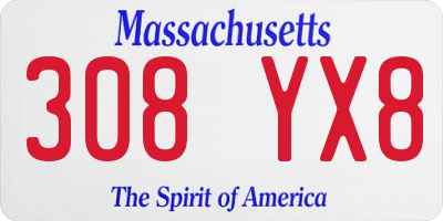 MA license plate 308YX8