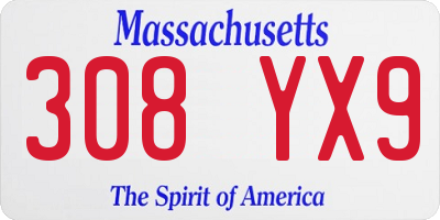MA license plate 308YX9