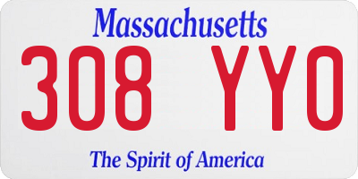 MA license plate 308YY0