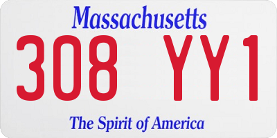 MA license plate 308YY1
