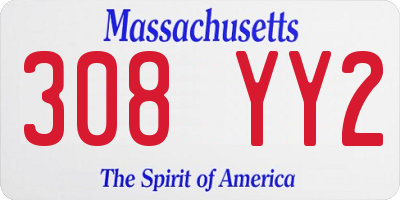 MA license plate 308YY2