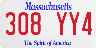 MA license plate 308YY4