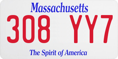 MA license plate 308YY7