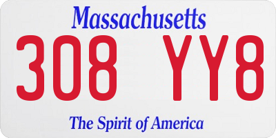 MA license plate 308YY8