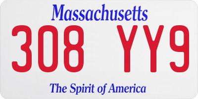 MA license plate 308YY9