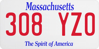 MA license plate 308YZ0
