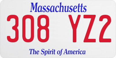 MA license plate 308YZ2
